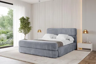 Produktbild von ALTDECOR Polsterbett mit Bettkasten -  ENORA-Z - 160x200 Grau Casablanca - Bett mit Matratze H3/H4, Kopfteil und Fußteil, Boxbett, Doppelbett mit Stauraum