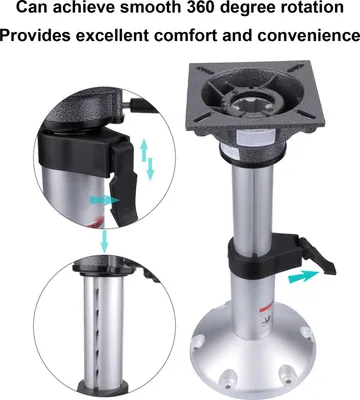 Produktbild von Bootssitzsockel, höhenverstellbar von 13 Zoll bis 18 Zoll, Marine-Stuhlbasis aus Aluminiumlegierung mit Verriegelungsmechanismus, 360°-Drehung