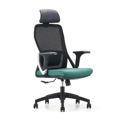 Immagine prodotto di Sedia da ufficio Casa Dolce CENTO, nero-verde, 67x63x112-124 cm, girevole e regolabile in altezza, supporto lombare, poggiatesta regolabile in altezza