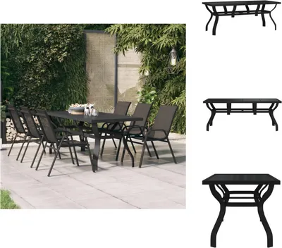 Zdjęcie produktu dla vidaXL Stół ogrodowy czarny 180x80x70 cm stal i szkło - Stoły ogrodowe