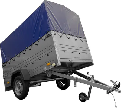 Zdjęcie produktu dla Przyczepka lekka 230x125 UNITRAILER GARDEN 230 KIPP z burtami BIS, stelażem H-800 i pokrowcem niebieskim