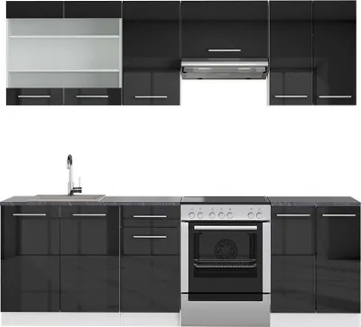 Produktbild von Küchenzeile Vicco Fame-Line Anthrazit Hochglanz/Weiß 240 cm , AP Anthrazit, Model 42255