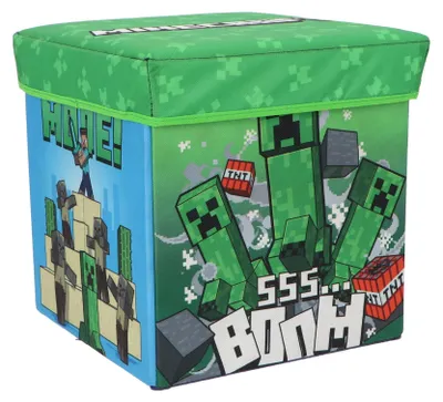 Image de Minecraft Boîte à siège Rangement pratique Boîte à jouets 30x30x30 cm