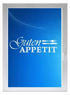 Produktbild von INDIGOS UG - Küche Spruch Guten Appetit Besteck - Farbe: weiss - 60x19 cm - Sichtschutzfolie - Fensterfolie - Glasdekorfolie - für die Küche, Küche Spruch Guten Appetit Besteck ans Fenster