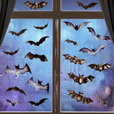 Produktbild von Schwarze Vleermuis Halloween Fensterdekor 9 Stück