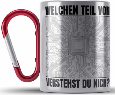 Produktbild von Trendation - Elektroniker Edelstahl Tasse Karabiner Geschenk Welchen Teil Von Verstehst Du Nicht Elektrotechnik Männer Spruch (Rot)