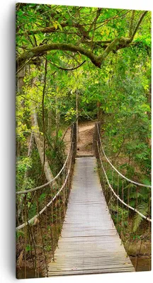 Produktbild von Bild auf Leinwand - Leinwandbild - Fußgängerbrücke Wald Abenteuer - 55x100cm - Wand Bild - Wanddeko - Leinwanddruck - Bilder - Kunstdruck - Wanddekoration - Leinwand bilder - Wandkunst - PA55x100-2678