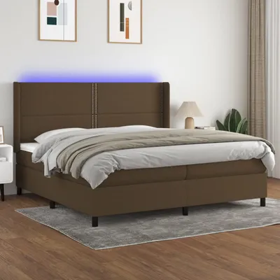 Produktbild von The Living Store Boxspringbett mit Matratze & LED Dunkelbraun 200x200 cm Stoff