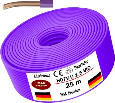 Obrázek produktu pro 25m jednožilový kabel H07 V-U 1x1,5 mm² fialová (fialová) jednožilová žíla