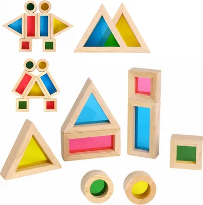Produktbild von Tooky Toy Bunte Spiegelblöcke aus Holz, 8-teiliges Set