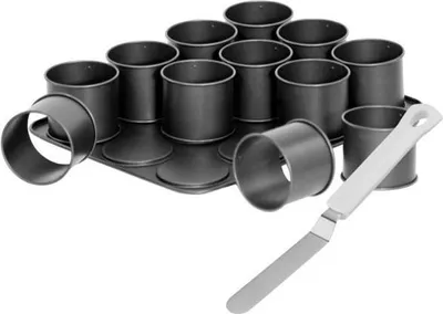 Produktbild von Mini Kuchen Backblech mit Glasurspatel Zenker Black Metallic, 38 x 30 cm, 12 Mini Kuchen, Antihaftbeschichtung