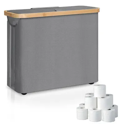 Produktbild von Toilettenpapierhalter, Toilettenrollenhalter, Toilettenpapierhalter mit Deckel und Sichtfenster, Toilettenpapierrollen-Organizer, Badezimmer-Organizer für 8-12 Rollen Toilettenpapier (grau)