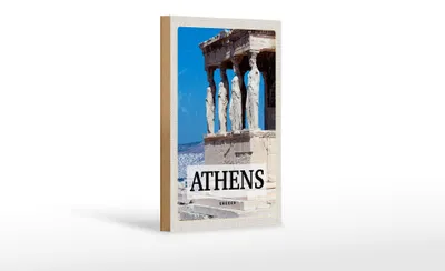 Produktbild von Holzschild Reise 12x18cm Retro Athens Greece Geschenk Dekoration