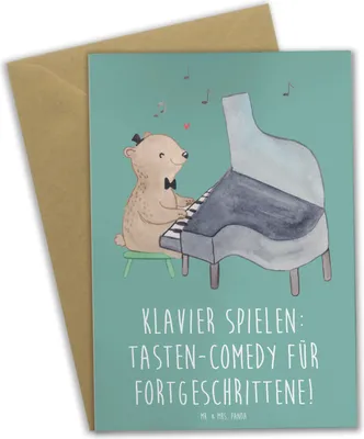 Produktbild von Mr. & Mrs. Panda Klappkarte Klavier Tasten - Meeresbrise - Geschenk, hochzeitskarten, Tasteninstrument, Pianomusik, Musiker, Klaviermusik, Grußkarten, einladungskarten