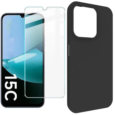 Produktbild von Handyhülle + Displayschutzglas für Xiaomi Redmi 15C 5G / 4G Silikon TPU Schutz