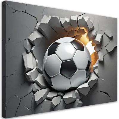 Image de Toile 3D Football 100x70 Feeby Gris image pour le mur prête à accrocher