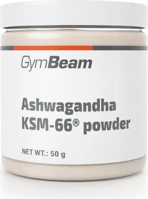 Image de GymBeam Ashwagandha KSM-66® poudre - Extrait végétal de haute qualité de ginseng indien, adaptogène pour le sommeil et la santé mentale, avec withanolides bioactifs, cerise d'hiver, 50 g