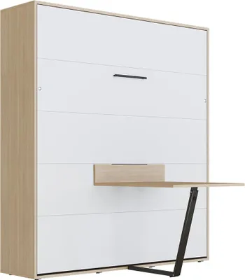 Produktbild von Schrankbett M3 (55cm Tiefe) 160x200cm Vertikal Kaiserberg Eiche /Weiss  inkl.TISCH ohne Polsterrahmen