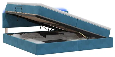 Immagine prodotto di Letto a castello con contenitore LED vidaXL con materasso, blu scuro, 200 x 200 cm, velluto