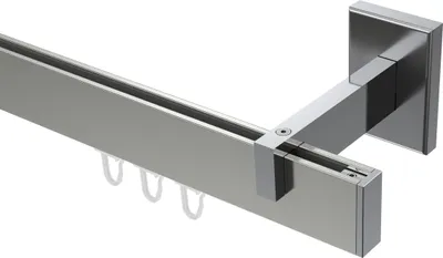 Produktbild von Interdeco Innenlaufstange / Gardinenstange mit Innenlauf Edelstahl-Optik / Chrom, Typ Smartline Paxo (Kappe), 14x35 mm 1-läufig, 360 cm