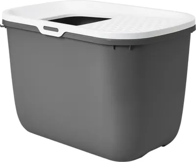 Produktbild von SAVIC HOP Anthrazit mit Weißem Deckel – Katzentoilette – 58 5x39x39 5 cm – 1 Stk.