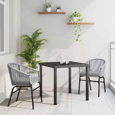 Obrázok produktu pre Maison Exclusive – záhradná jedálenská súprava, 3 kusy, antracitová farba, oceľ s práškovým nástrekom