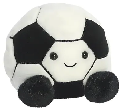 Image de Aurora, 33869, Palm Pals Striker Football 5In, jouet doux, noir et blanc