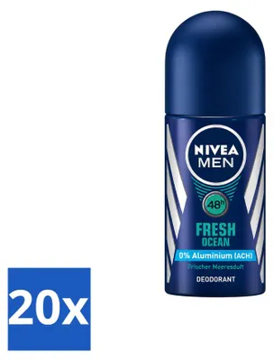 Obrázok produktu pre 20 kusov deodorantu NIVEA MEN Fresh Ocean, roller, 50 ml - výhodný balík