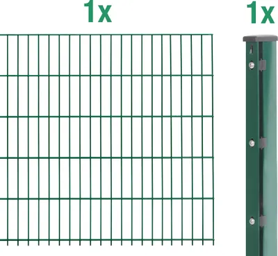 Immagine prodotto di Alberts 645496 Staccionata doppia come set completo di recinzione, plastificata, verde, altezza 63 cm, lunghezza 2,5 m