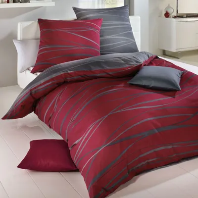 Produktbild von Kaeppel Mako Satin Wende Bettwäsche Wellen Motion 135x200 cm Rubin