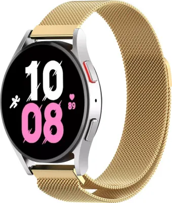 Produktbild von Strap-it Milanese Armband - Kompatibel mit Samsung Galaxy Watch 5 Armband 44mm Edelstahl Armband mit Magnetverschluss - Ersatzarmband - Hochwertiges Material - für Smartwatch 20mm Armband Gold
