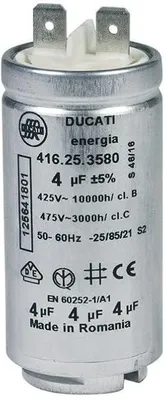 Image de Condensateur 4 µF pour sèche-linge Références : 1256418011 / 8581256418014