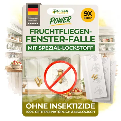 Produktbild von Fenster Fruchtfliegenfalle mit Spezial-Lockstoff – 9x Fallen – Fruchtfliege bekämpfen, Fruchtfliegenfalle für Küche, Fruchtfliegen dauerhaft loswerden