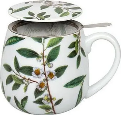 Produktbild von Könitz My Favourite Tea Green Tea Kuschelbecher mit Sieb und Deckel, Teetasse, Tee Tasse, Becher, Bone China Porzellan, 420 ml, 11 5 343 2224