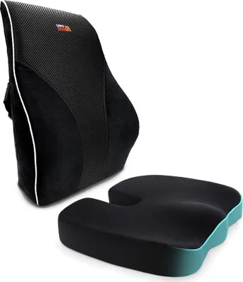 Produktbild von Set mit 2 orthopädischen Linomag®-Kissen, Sitzkissen und Lendenkissen, Memory-Schaum, tiefschwarz