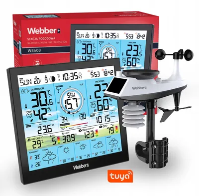 Produktbild von WEBBER WS603 WIFI TUYA Wetterstation mit Multisensor (Wind- und Regensensor)