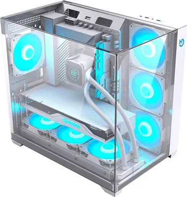Zdjęcie produktu dla Hiditec SKY, Tower, PC, Przezroczysty, Biały, ATX, micro ATX, ITX, SECC, Szkło hartowane, Gaming