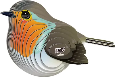 Produktbild von Eugy 3D Puzzle Rotkehlchen - bunte Tier Bastelset aus Karton