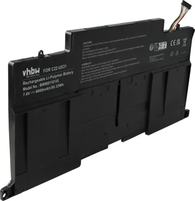 Produktbild von vhbw Akku kompatibel mit Asus ZenBook UX31, UX31KI3517A, UX31E, UX31E-DH72, UX31A, UX31A-R4004H Notebook (6800 mAh, 7,4 V, Li-Polymer)