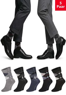 Produktbild von Basicsocken 5 Paar PREMIUM Uni KARO Business Socken mit Rautenmuster