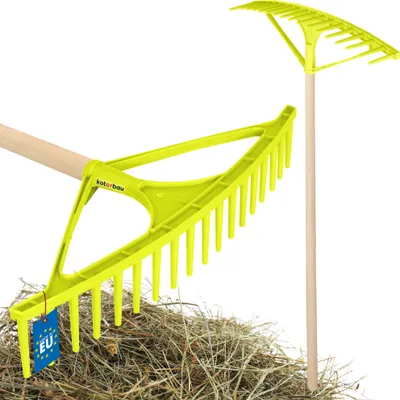 Produktbild von KOTARBAU® Laubrechen Kunststoff 64 cm mit Stiel Heurechen 18 Zinken Rechen für Garten Laubbesen Laubharke Heuharke Kunststoff Celadongrün