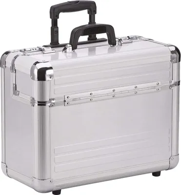 Zdjęcie produktu dla DERMATA zamykany aluminiowy wózek na pilota z przegrodą na laptopa 17'' srebrny