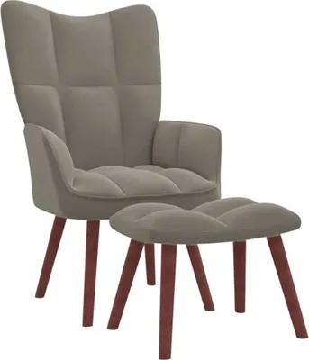 Image de vidaXL vidaXL Fauteuil relax avec ottomane velours gris clair