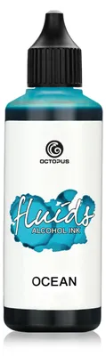 Produktbild von 100 ml Octopus Fluids Alcohol Ink BLUE OCEAN, Alkoholtinte für Fluid Art und Resin, blau