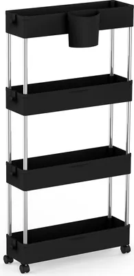 Produktbild von Rollwagen Küchenwagen schmal Küchenregal Rollwagen Nieschenwagen 86x40x13cm schwarz