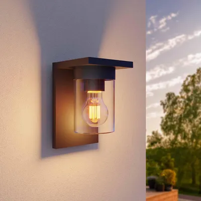 Produktbild von Ledvion - LED Wandleuchte inkl. Sensor, Anthrazit, E27 Fassung, IP44, Schwarz
