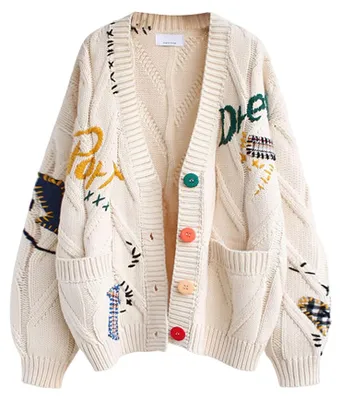 Immagine prodotto di Elzusha - Cardigan da donna in maglia, con scollo a V e maniche lunghe