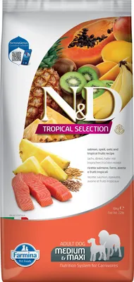 Produktbild von N&D Tropical Hundefutter Lachs medium/maxi 10 kg