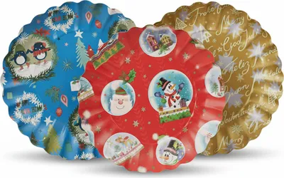 Produktbild von 50x Gebäckschalen Plätzchenschalen für Weihnachtsgebäck Pappe Ø 23 cm verschiedene Motive