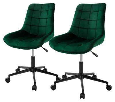 Obrázok produktu pre ML-Design 2x kancelárske kreslo s operadlom, zelené, zamatové sedadlo s kovovým rámom